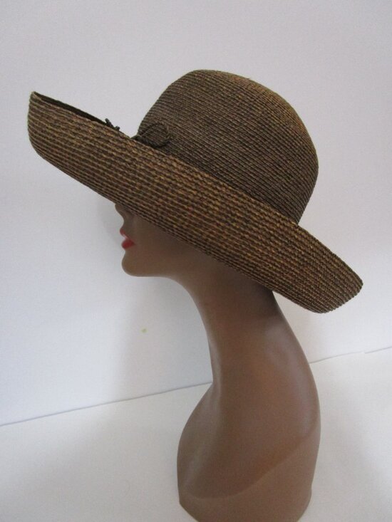 Australia Brown Raffia Straw Brim Hat Sun Travel Packable Breton main image 6